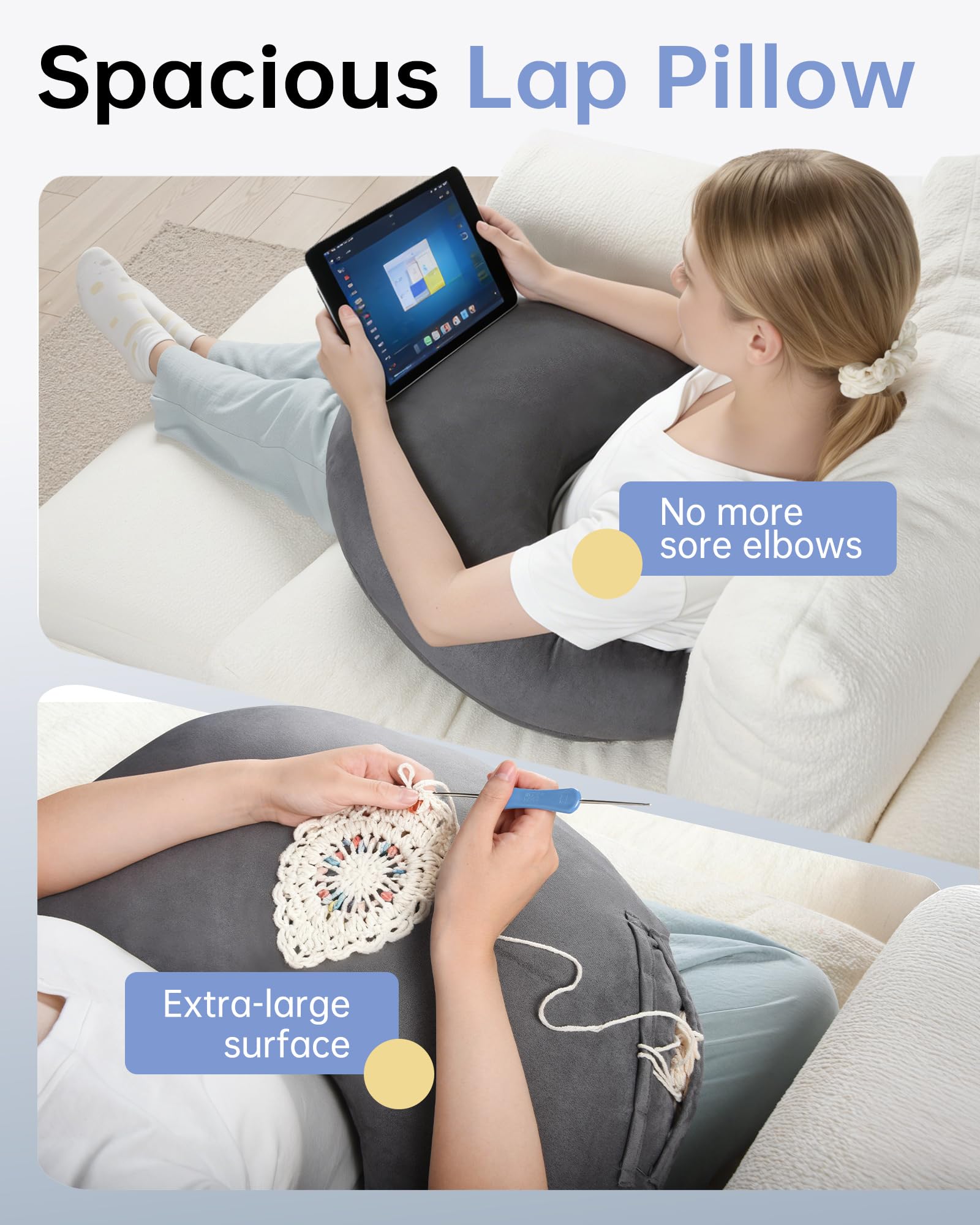 ENITYA extra-large ergonomic pillow nursing-friendly arm support for comfortable feeding moments.