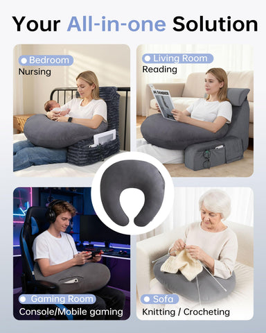 ENITYA extra-large ergonomic pillow reading-friendly elbow support for comfortable bed reading.