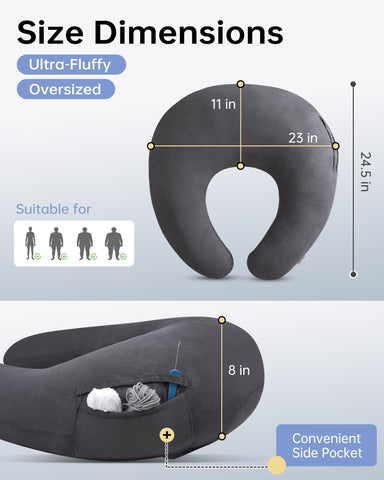 ENITYA extra-large ergonomic pillow washable suede cover for easy cleaning and soft feel.