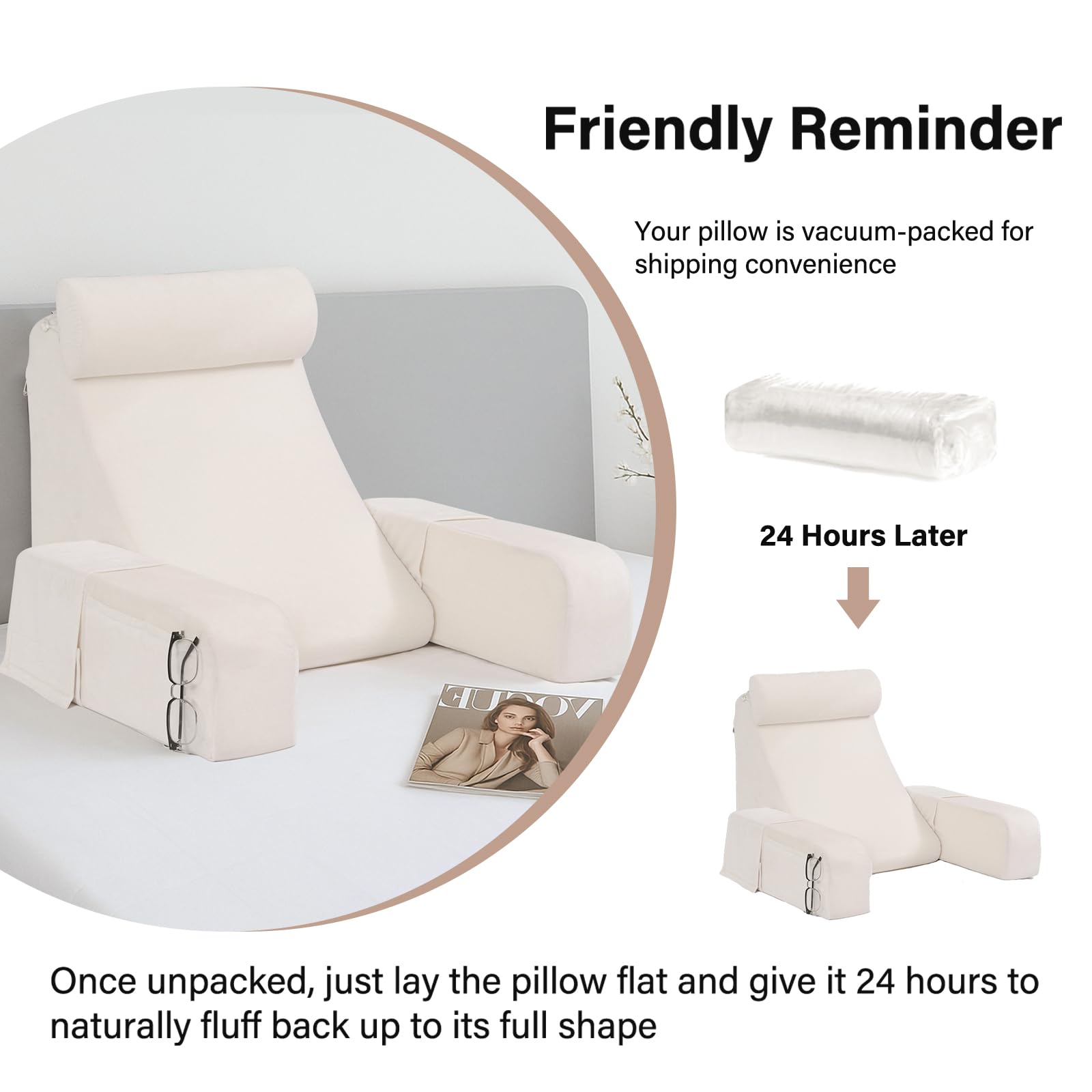 ENITYA versatile pillow for bed, couch, or floor lounging
