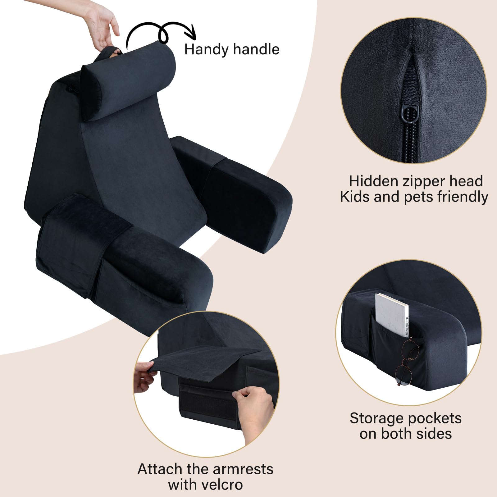 ENITYA Reading Pillow armrests convert to a leg pillow for added leg support