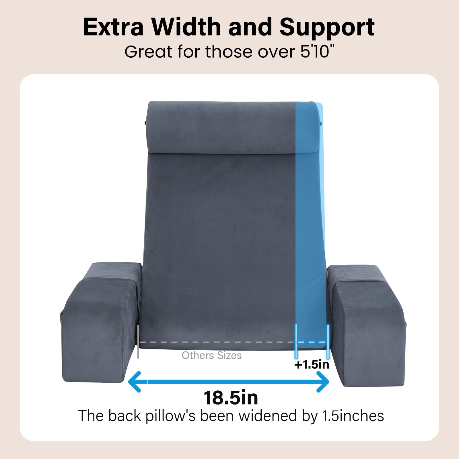 ENITYA reading pillow armrests with pockets keeps essentials within reach