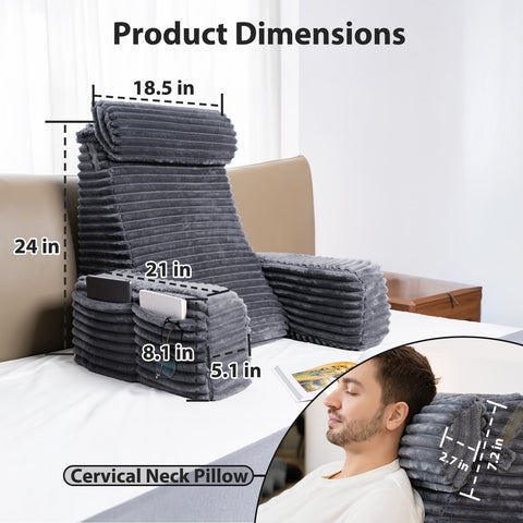 ENITYA reading pillow with built-in arms offers ergonomic support while reading.