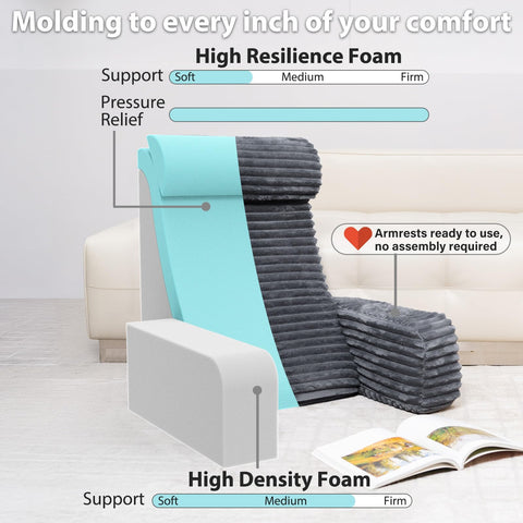 ENITYA pillow showing side pockets for easy reach of remotes and books.