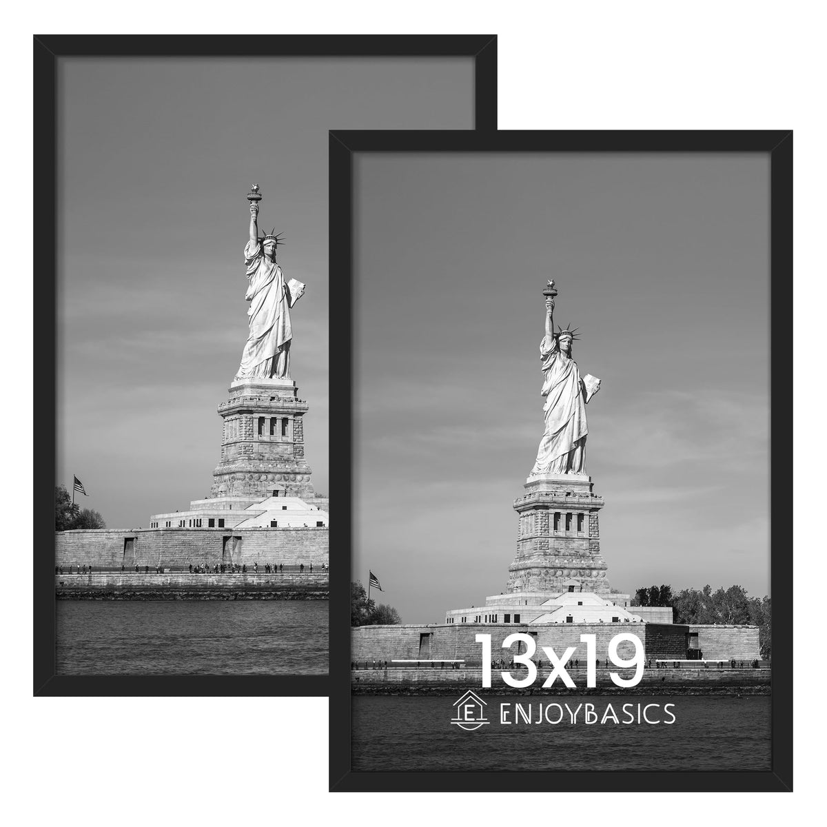 EnjoyBasics 13x19 frame front view, sleek black display for posters and photos.