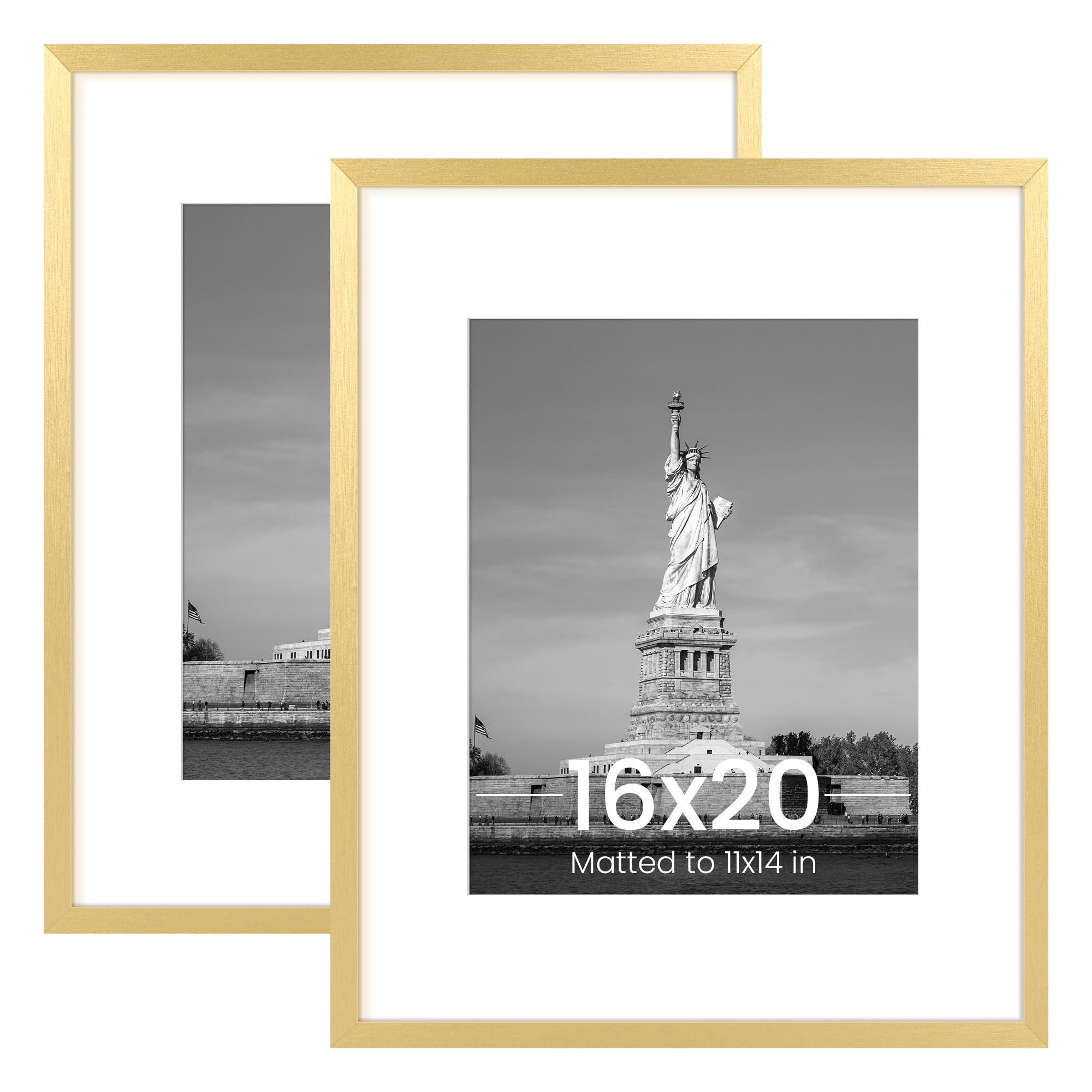 ENJOYBASICS 16x20 gold frame with mat for wall gallery photos