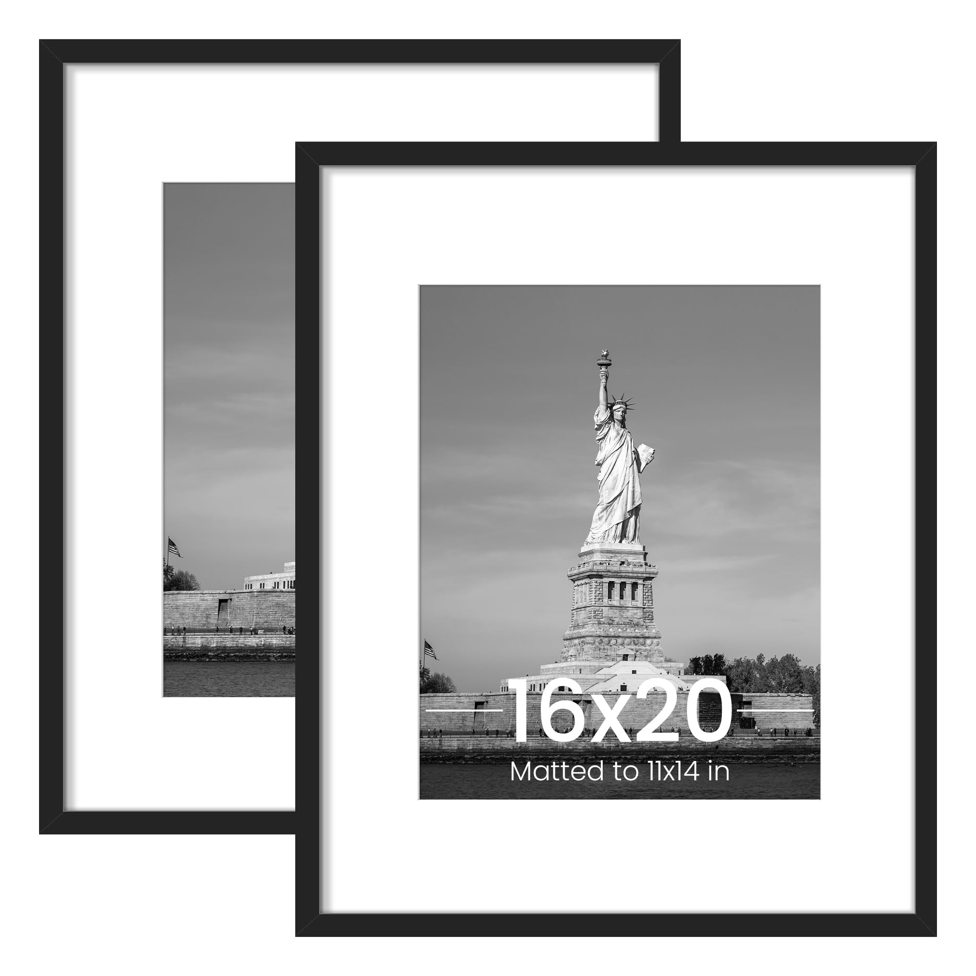 ENJOYBASICS 16x20 frame with mat displays 11x14 photos neatly on a wall