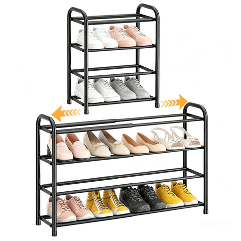 ENJOYBASICS 4-Tier Expandable Shoe Rack fully expanded for max storage.