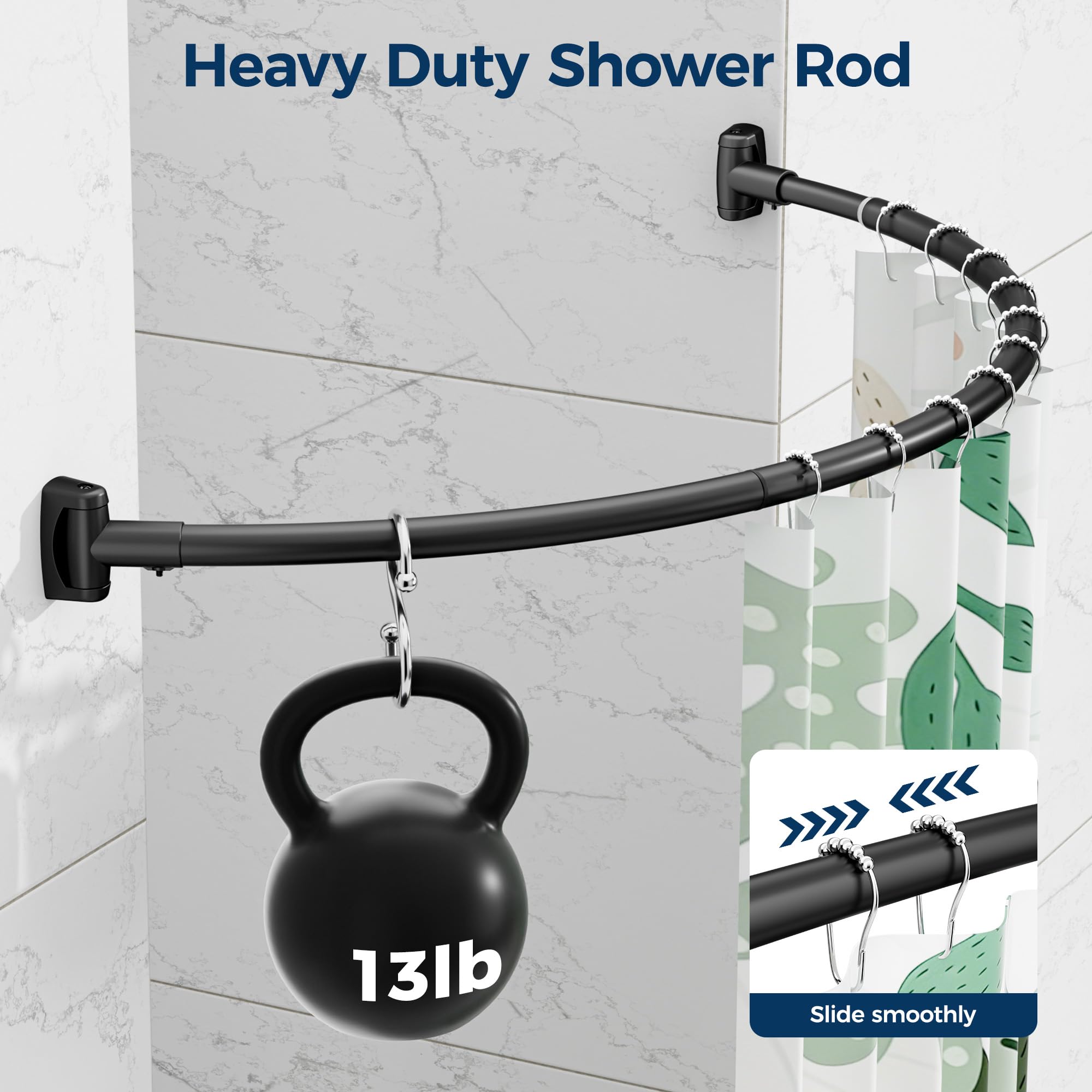 ENJOYBASICS adjustable length from 35 to 77 inches fits most showers