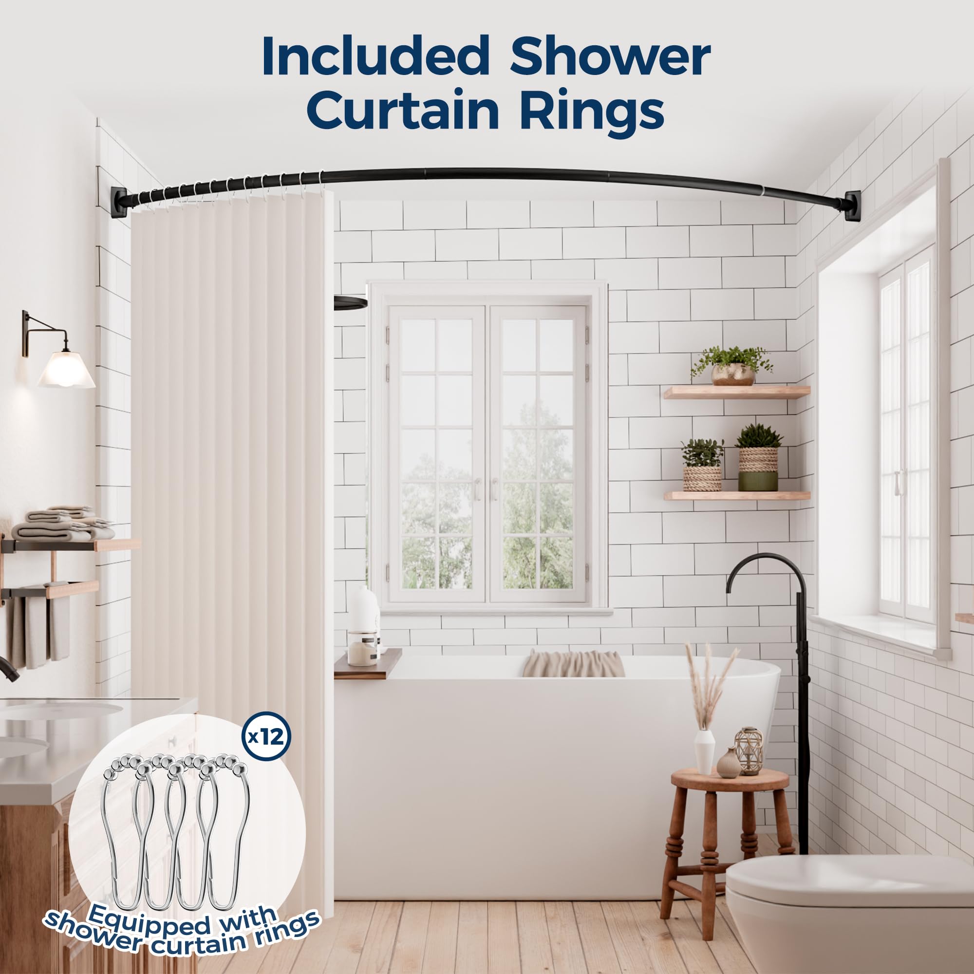 ENJOYBASICS curved rod with included rings for smooth curtain movement