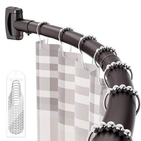 ENJOYBASICS curved shower rod with rings for smooth curtain movement