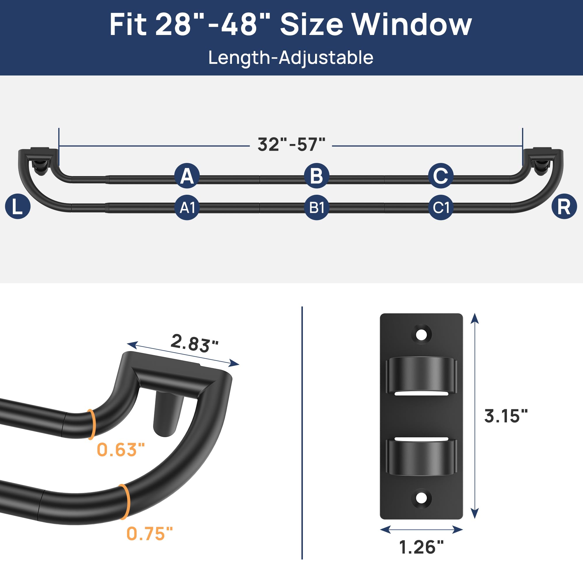 EnjoyBasics double curtain rod telescoping length adjustment for a perfect fit.