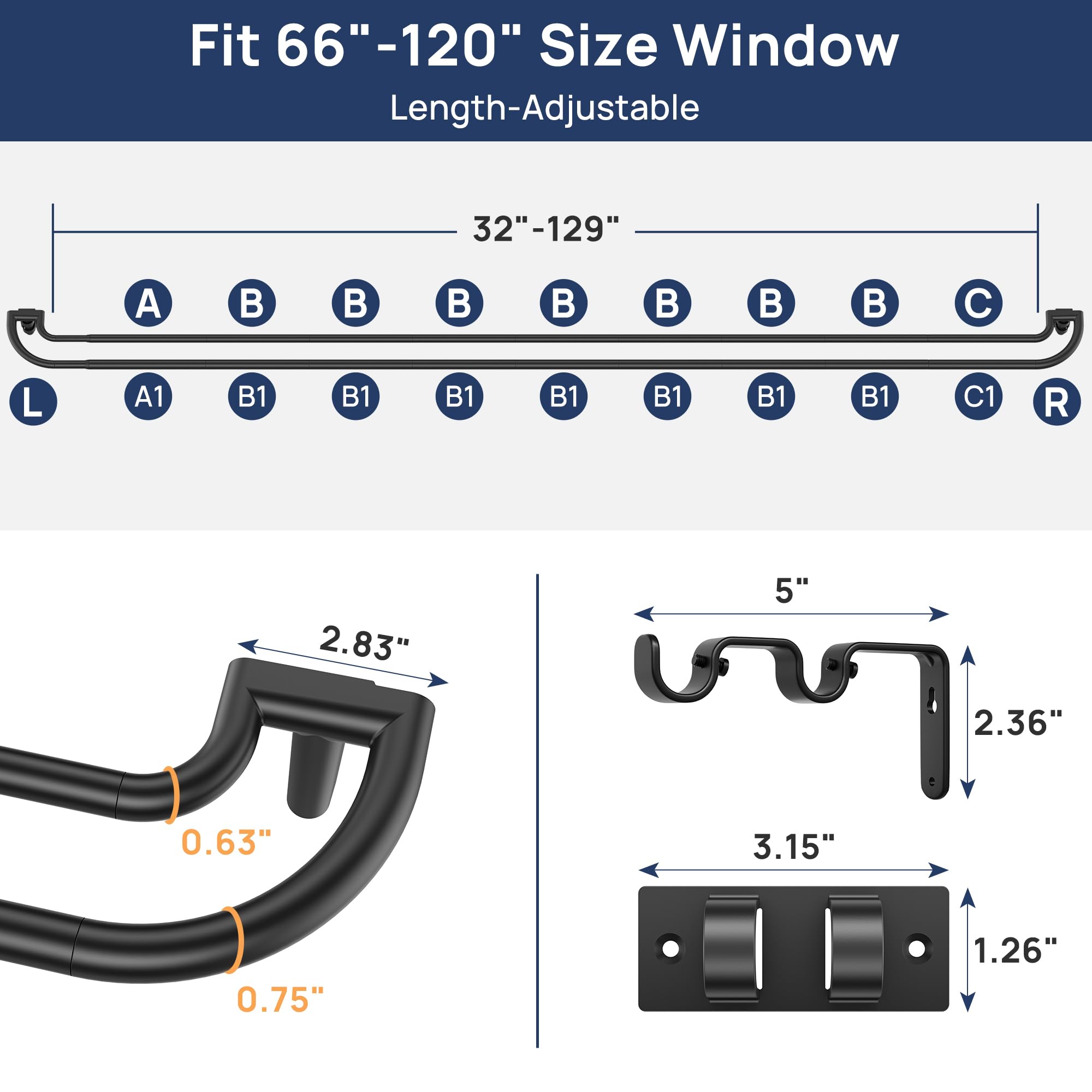 ENJOYBASICS Double Curtain Rod telescoping-splice design fits windows precisely and quickly