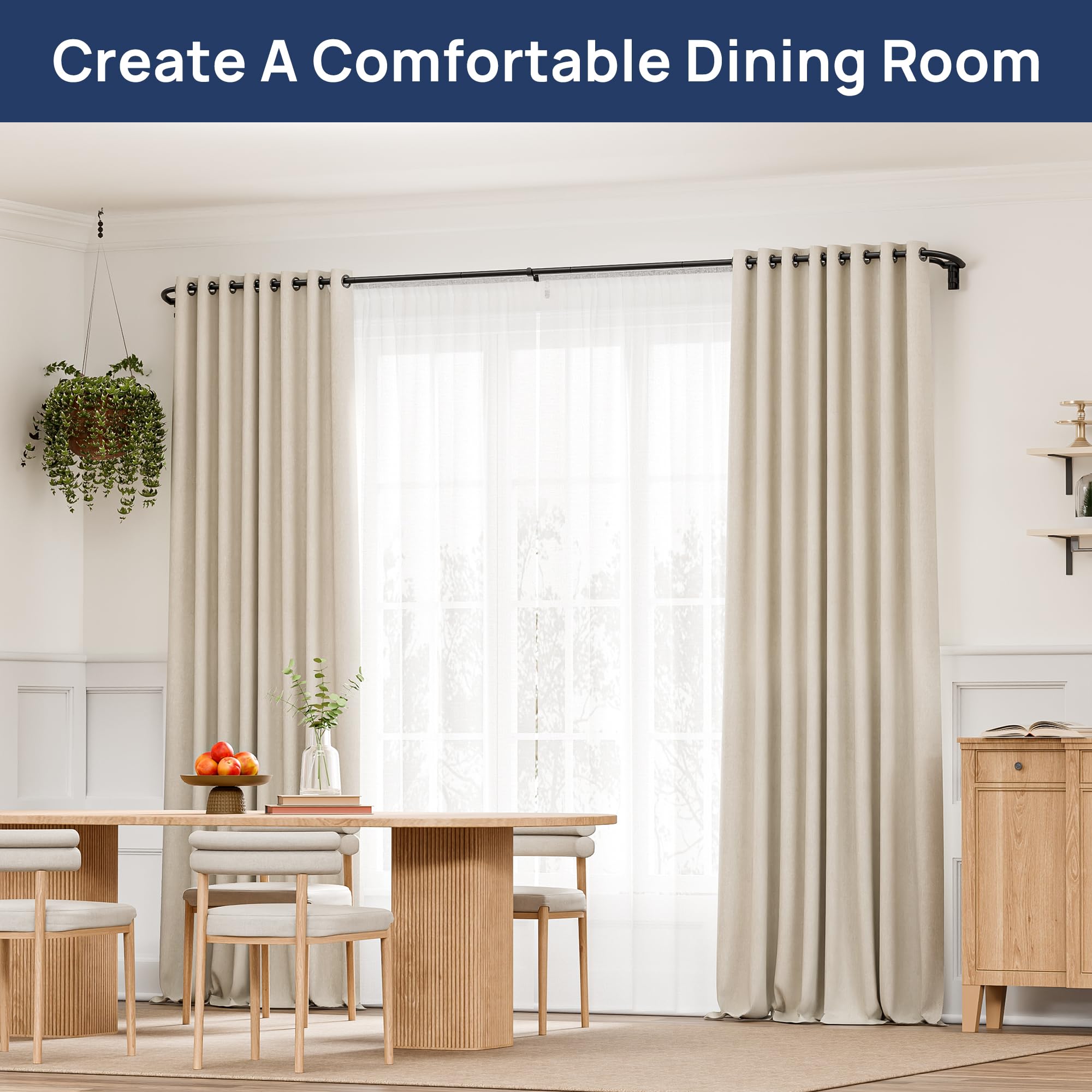 ENJOYBASICS Double Curtain Rod tool-free curtain changes save time