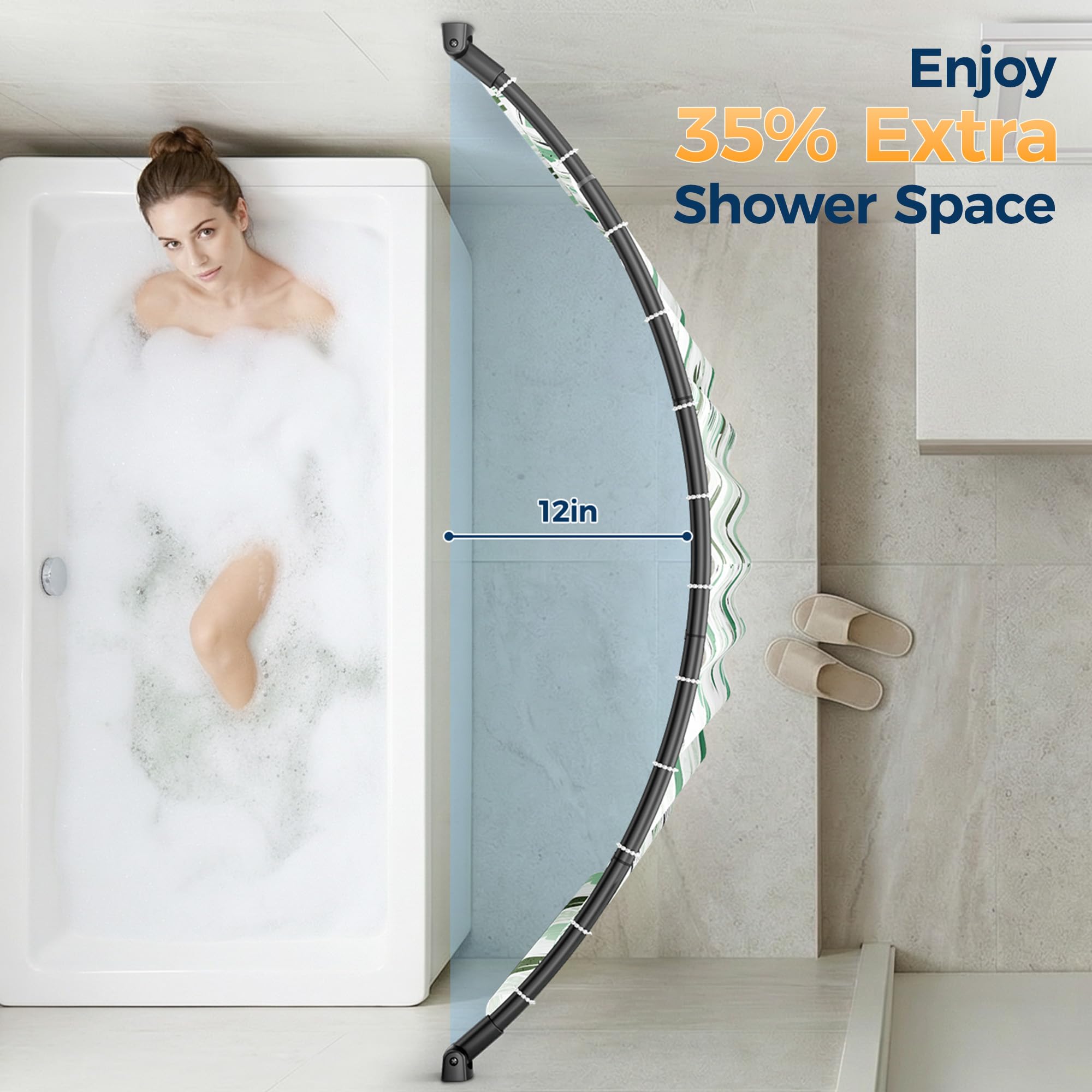 ENJOYBASICS extra space feature creates room to move in the shower