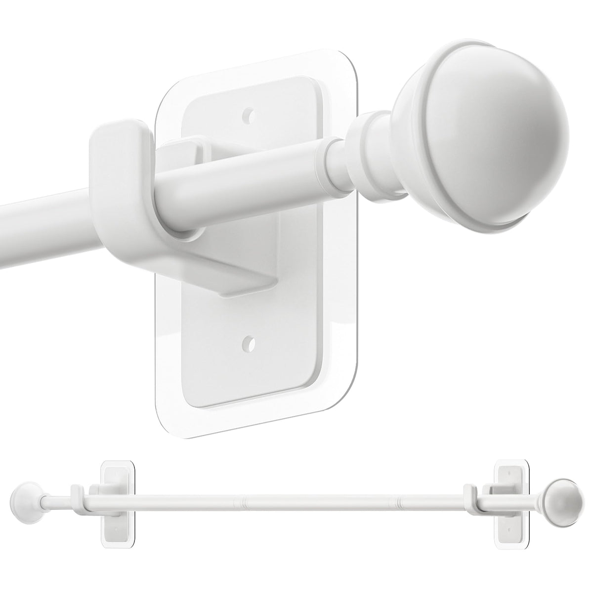 ENJOYBASICS No-Drill Curtain Rod with adhesive brackets supports lightweight drapes.
