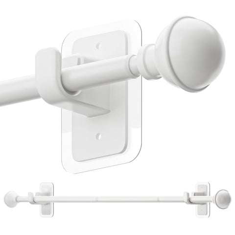 ENJOYBASICS No-Drill Curtain Rod with adhesive brackets supports lightweight drapes.