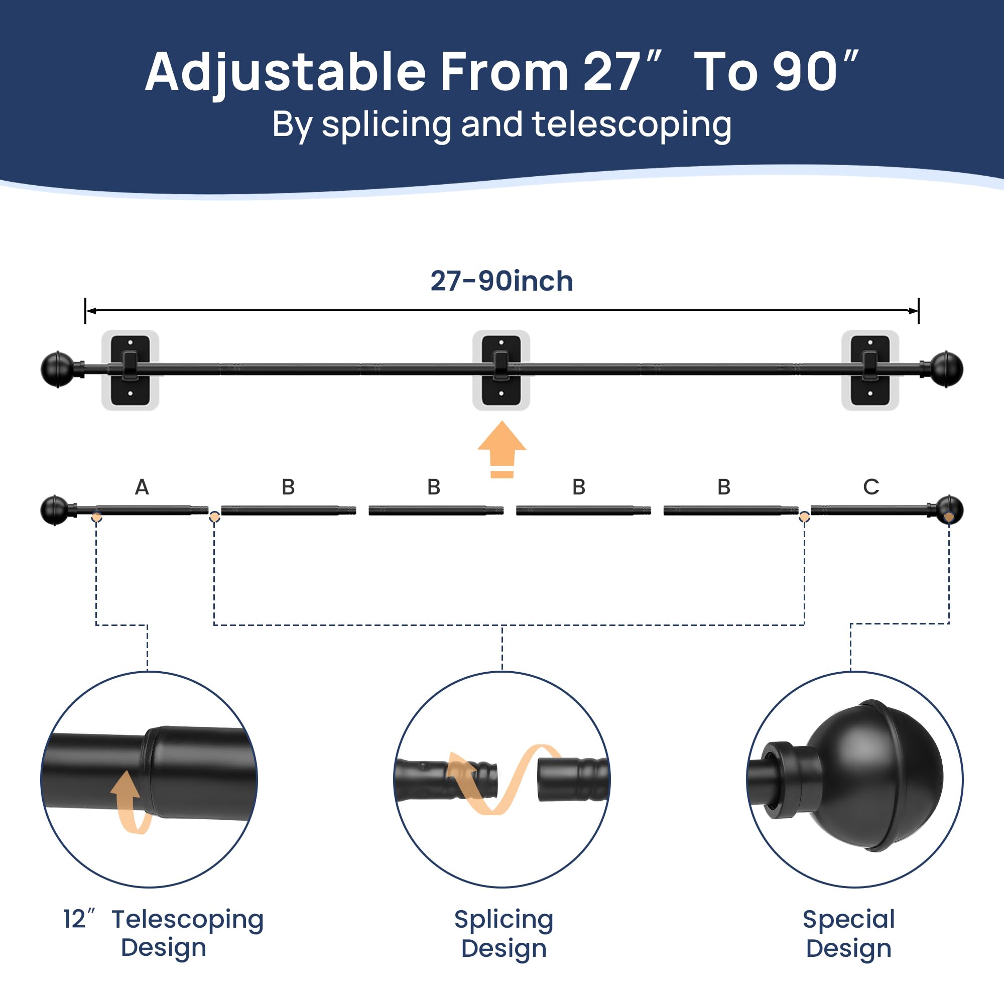 ENJOYBASICS Curtain rod in matte black finish for a modern look