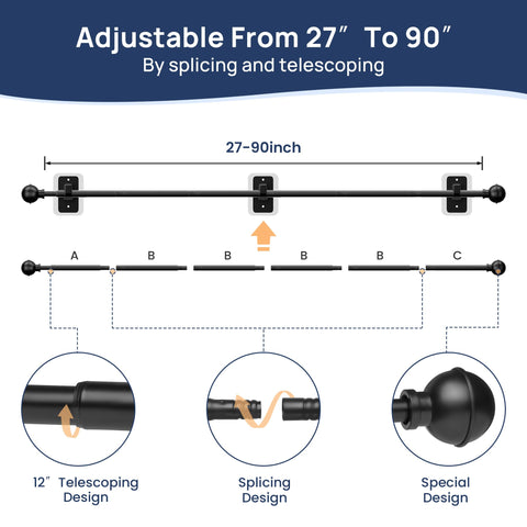 ENJOYBASICS Curtain rod in matte black finish for a modern look