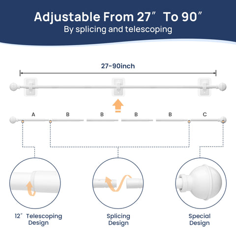 ENJOYBASICS No-Drill Curtain Rod matte white finish suits dorms and apartments.