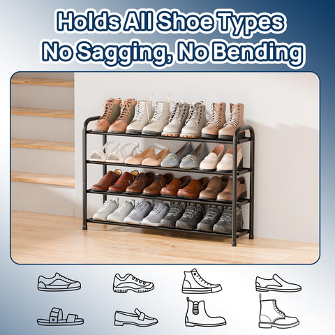 ENJOYBASICS Space-saving rack stores shoes efficiently.