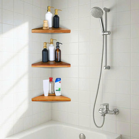 ENKEZI Acacia no-drill installation on tiled walls with adhesive.