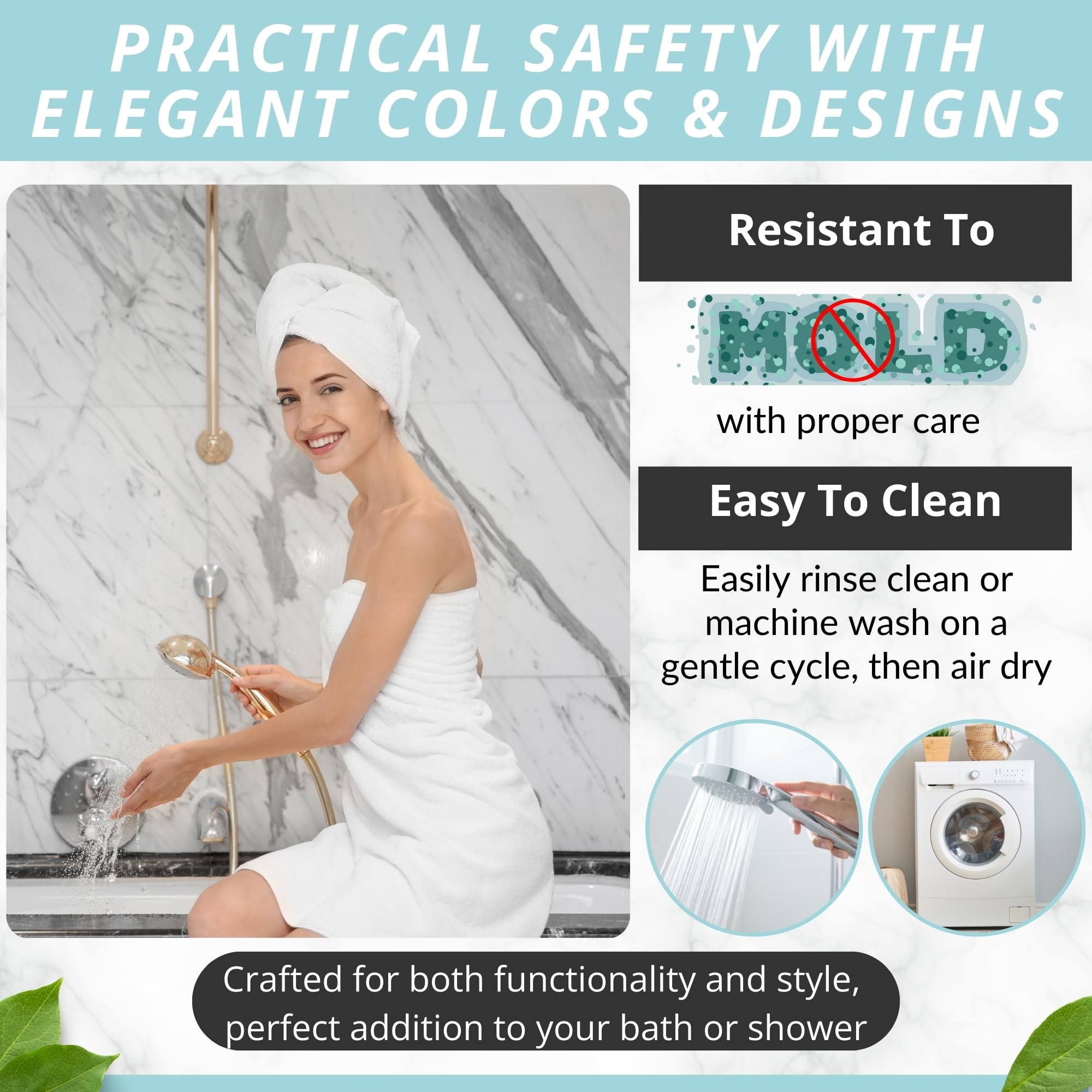 ENKOSI bath mat machine-washable for easy cleaning and maintenance.