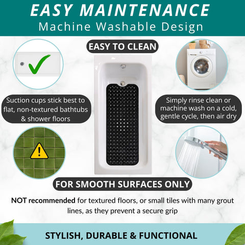 ENKOSI bath mat is machine washable for easy cleaning