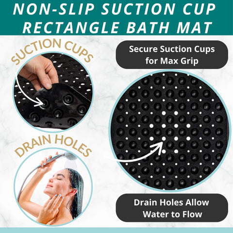 ENKOSI bath mat with suction cups provides strong grip