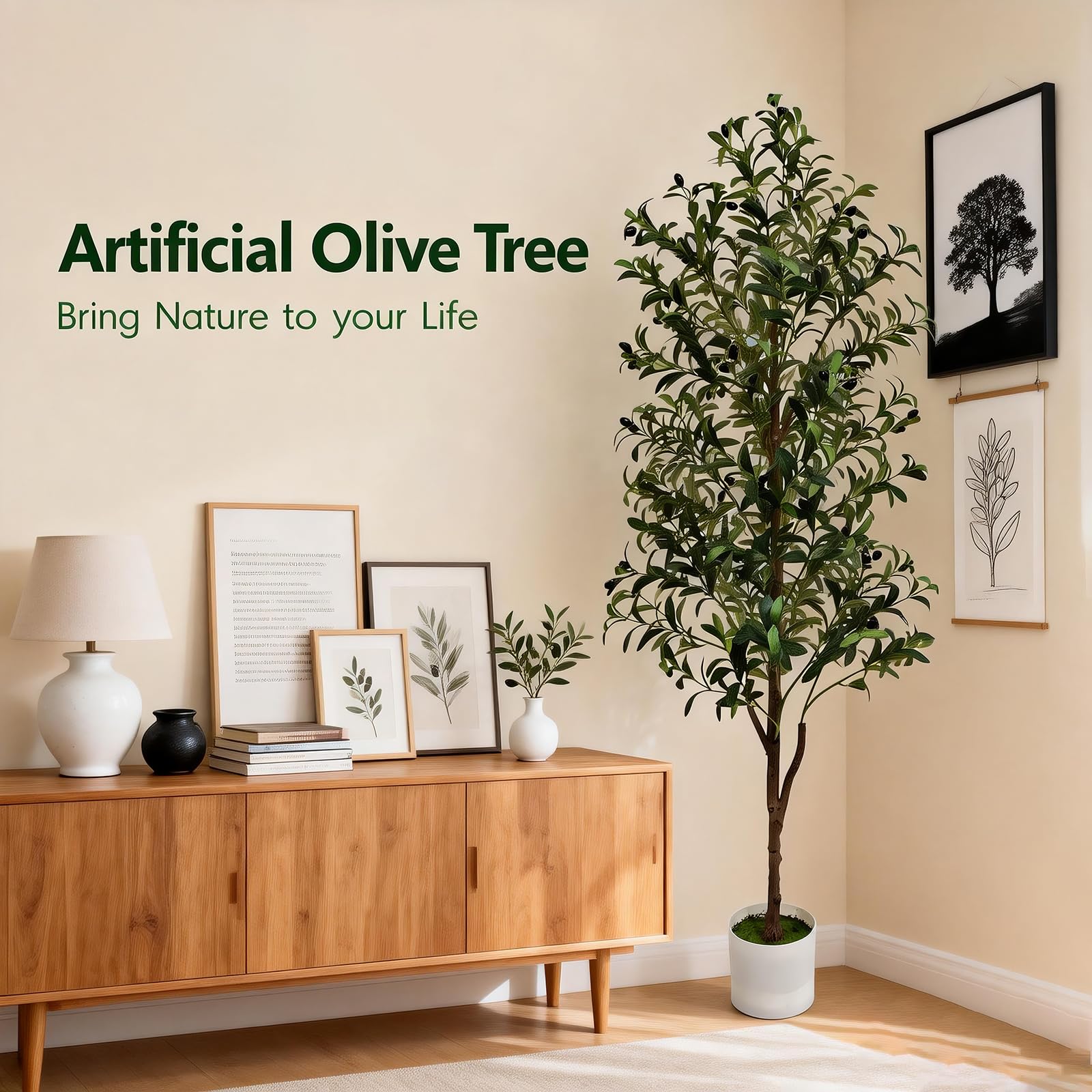 ENLETRAN faux olive tree provides year-round greenery with zero maintenance.