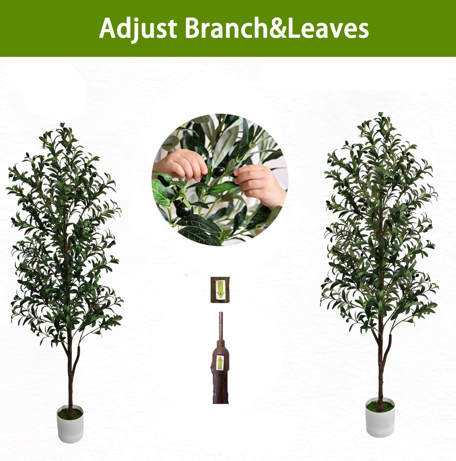 ENLETRAN white planter and sturdy base keep the tree steady.