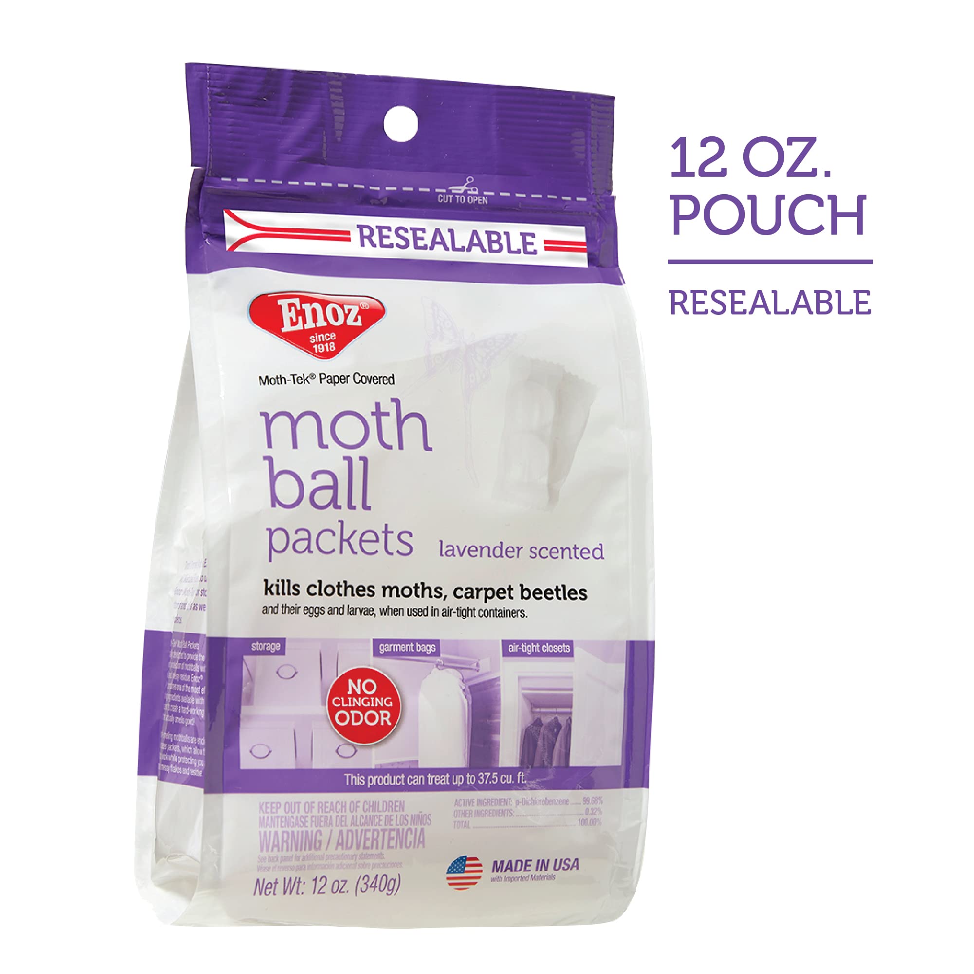 Enoz 12oz resealable bag close-up highlights freshness and easy storage.