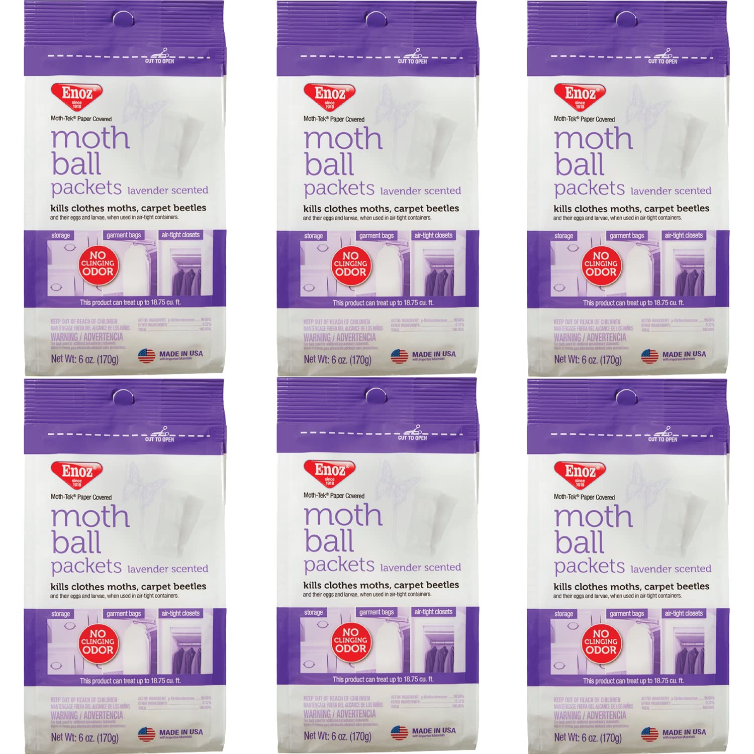 Enoz lavender scented moth ball packets in a drawer provide long-term protection.