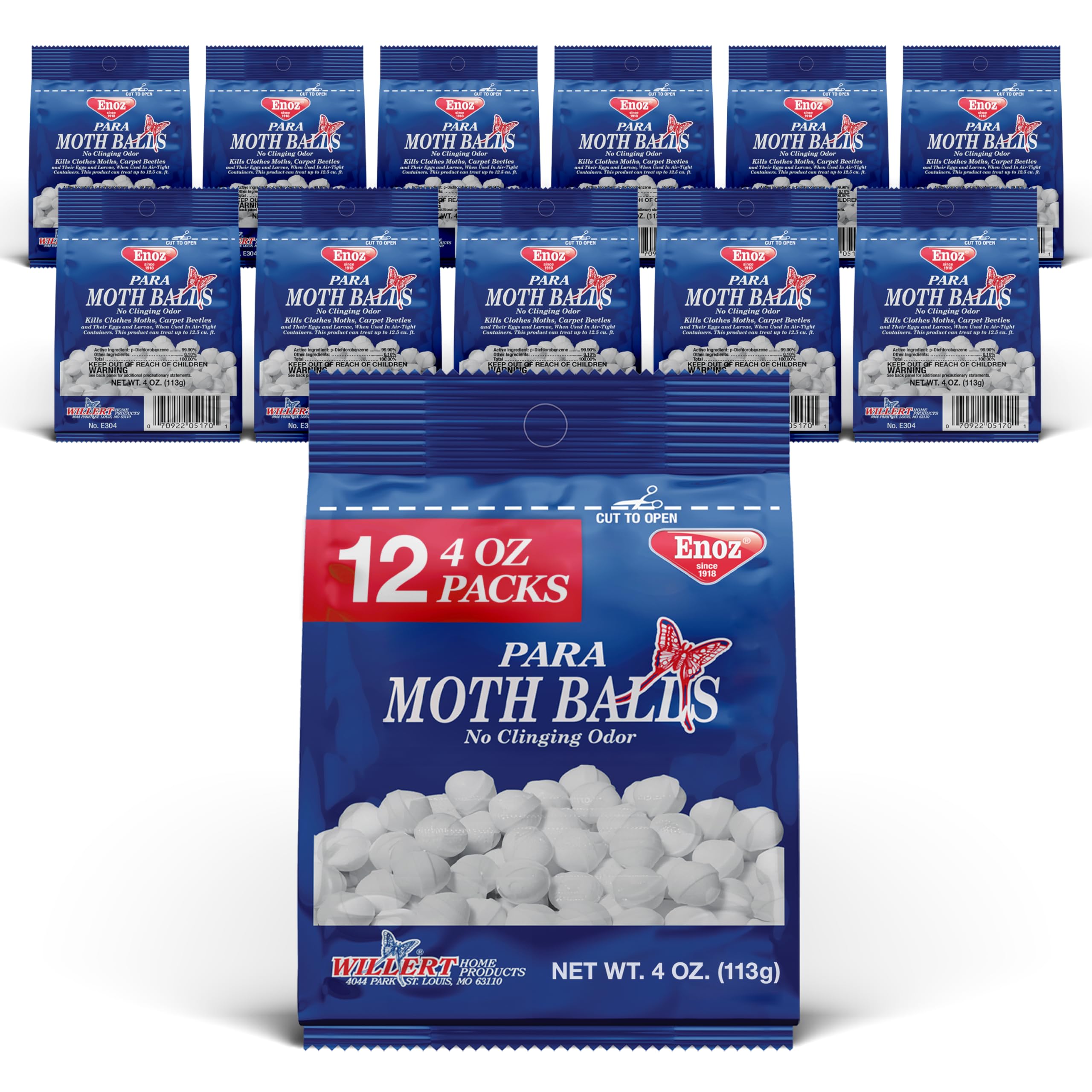 Enoz Moth Balls bottle front view, ideal for protecting stored fabrics.