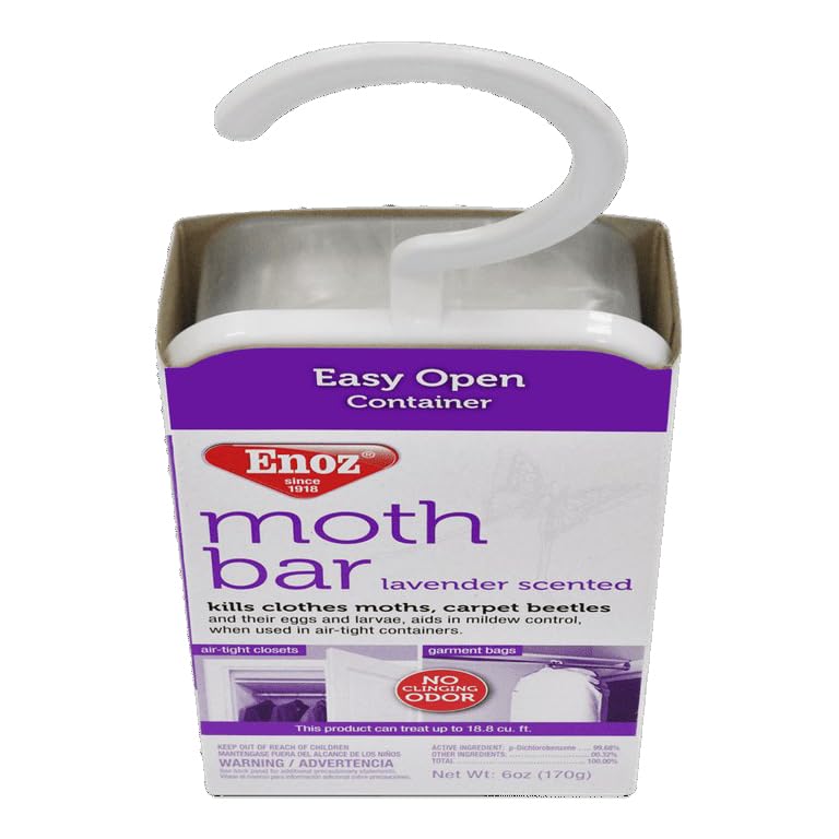 Enoz Moth Bar lavender-scented wardrobe-organization use in a full closet.