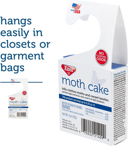 Enoz Moth Cakes in a garment bag safeguard stored clothing.