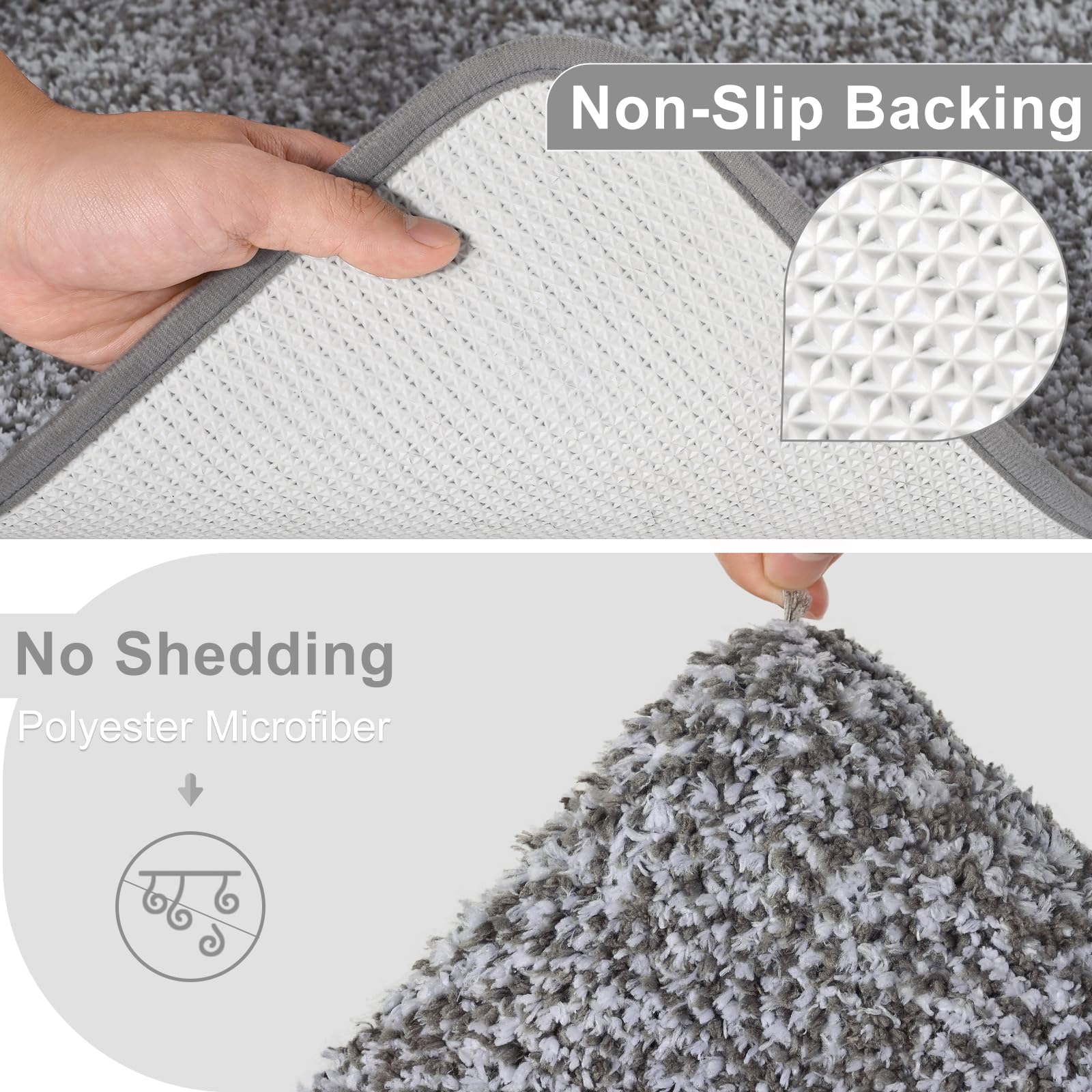 Enqinar non-slip bath rug with TPR backing prevents slips on wet floors.