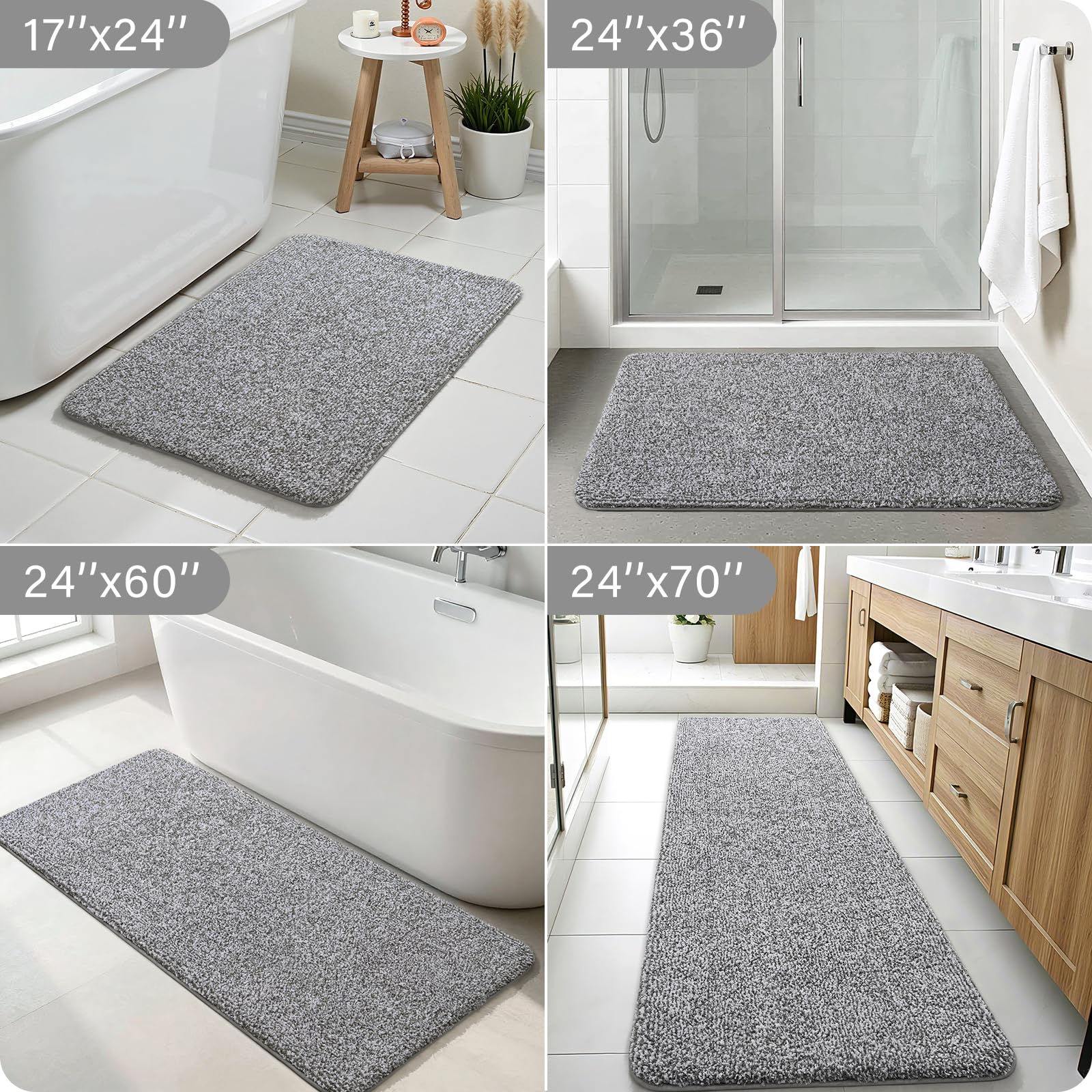 Enqinar large bath mat suits tubs and double sinks with quick-dry design.