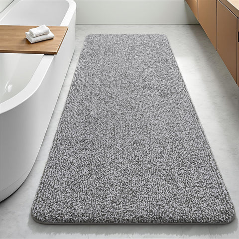 Enqinar bathroom runner rug 24x60 with soft absorbent fibers for plush post-shower comfort.