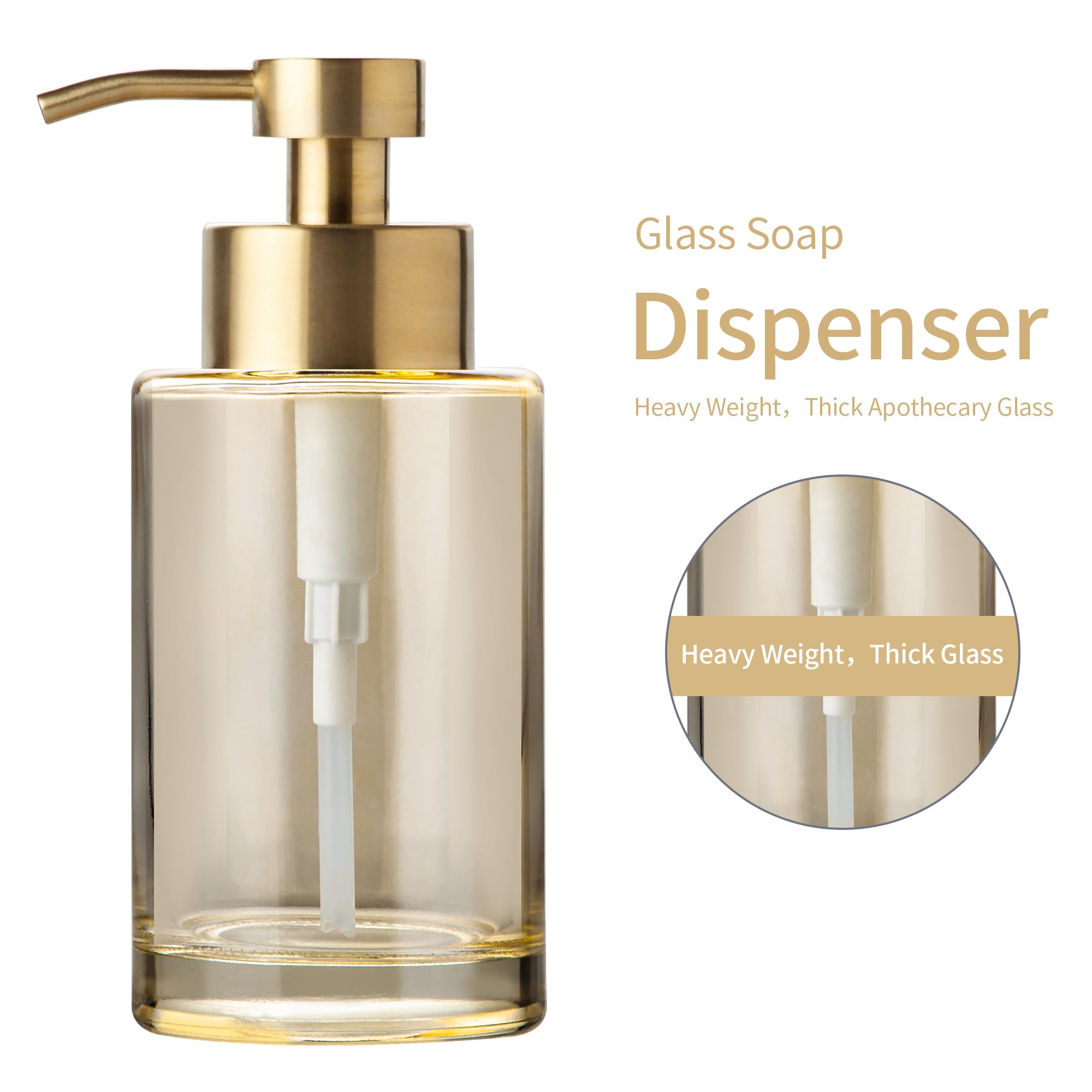 Enra thick-glass dispenser with 12oz capacity for versatile hand soap and lotion