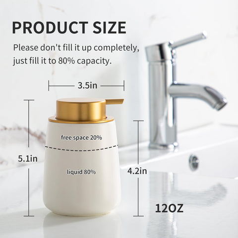 Enra wide-mouth dispenser on a kitchen countertop showing its 12 oz capacity.