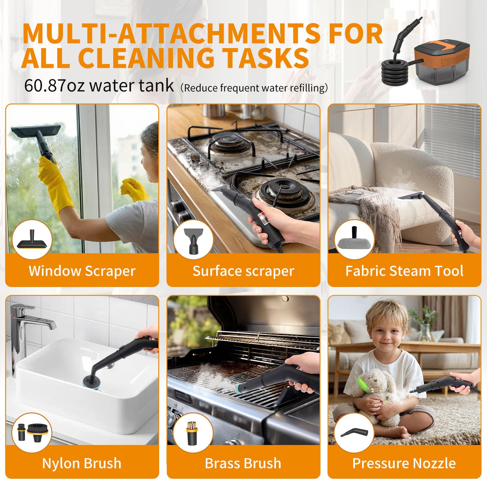 Enromted steam cleaner attachments bag keeps tools organized for convenience