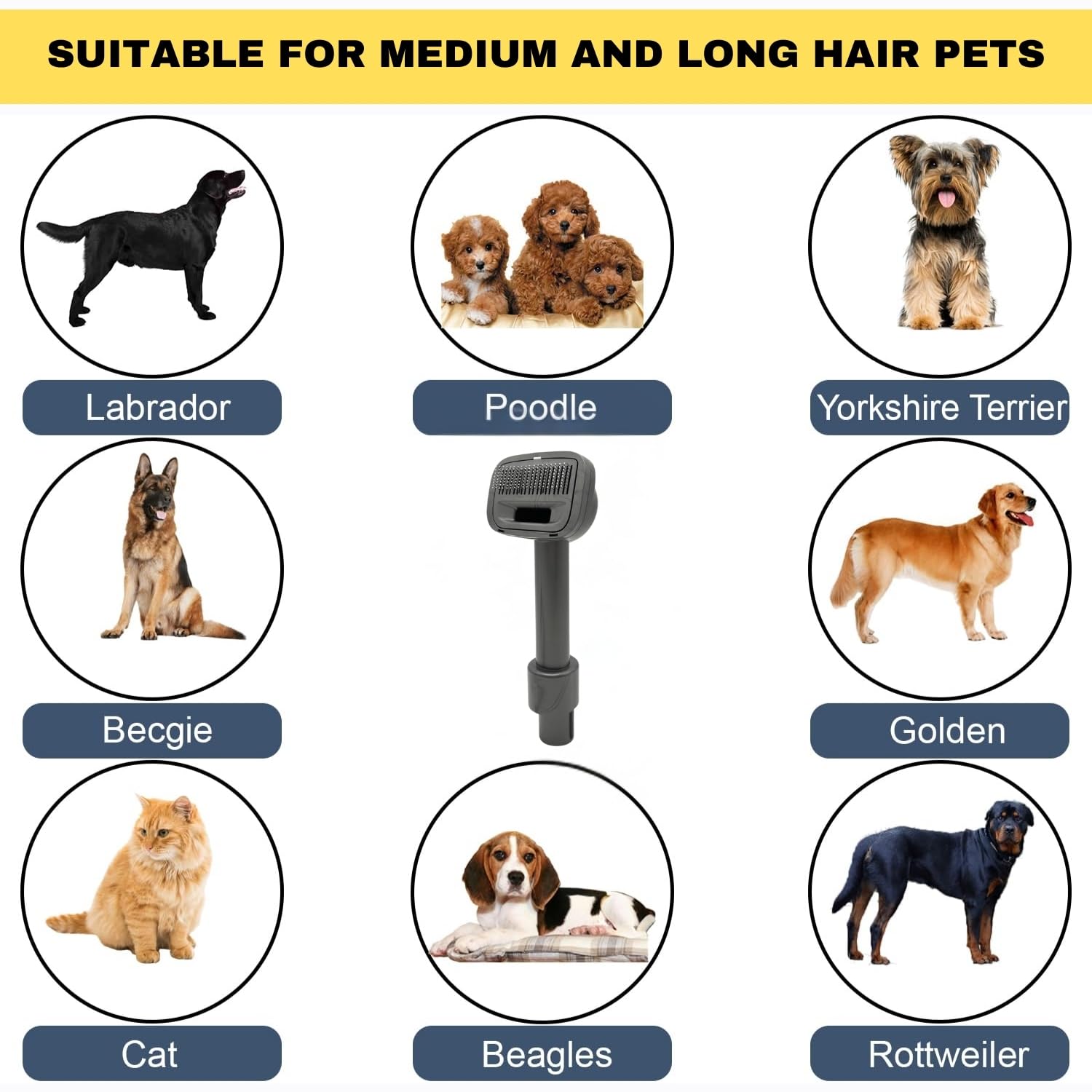 ENUKYCOM Pet hair grooming brush for small Shop Vac 1-1/4 inch, ideal for quick touch-ups.