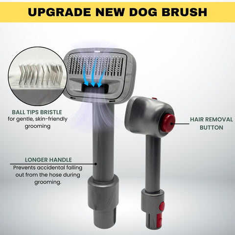 ENUKYCOM Pet hair grooming brush for 1-1/4 inch vacs, convenient fur pickup anywhere.