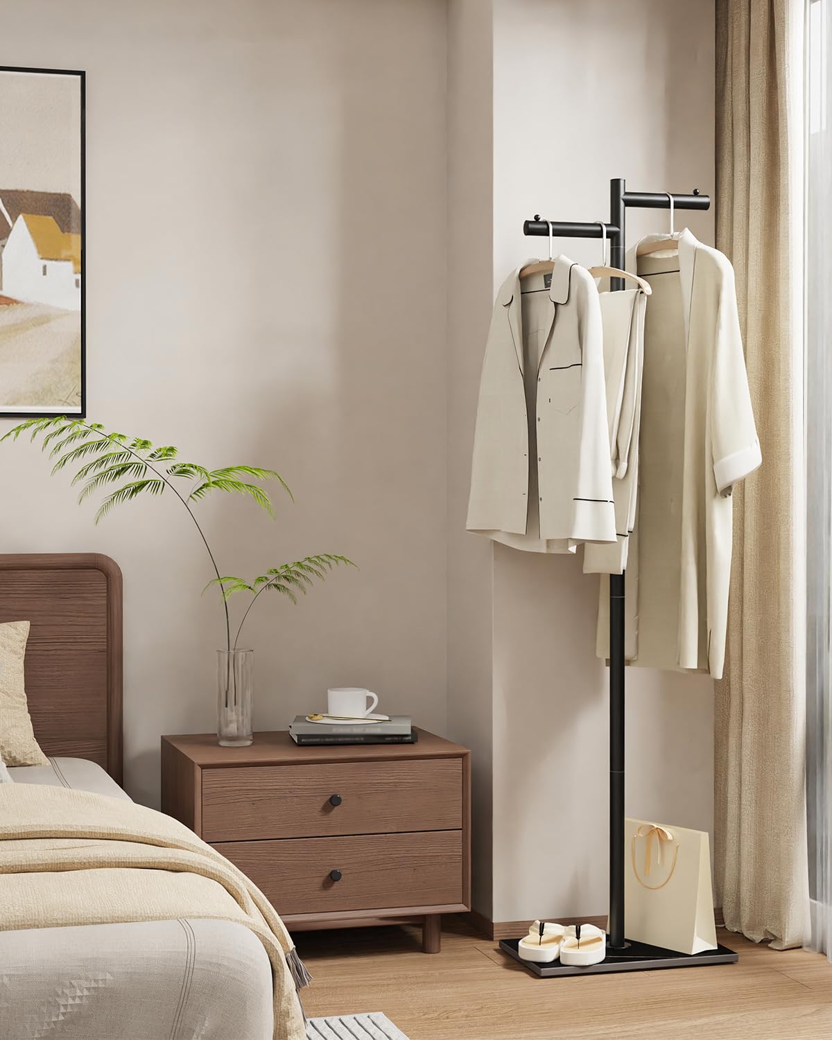 Enumail coat rack with tubular metal for durable support and smooth touch