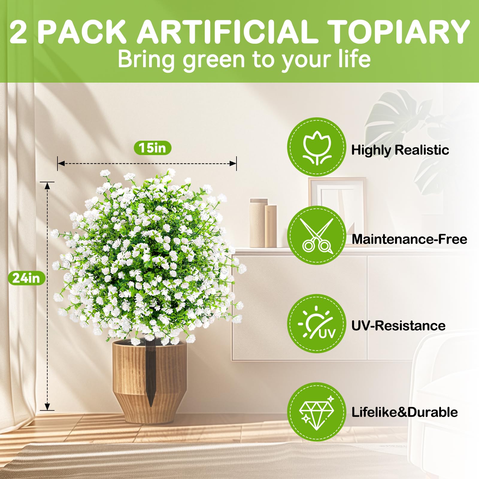 ENVEN outdoor topiary set 2-pack installs quickly for instant decor