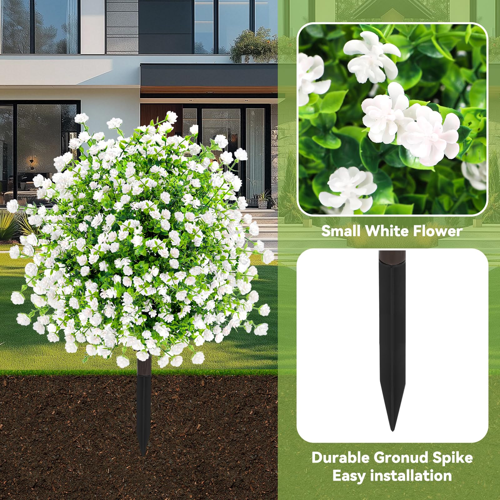 ENVEN weatherproof fake shrubs withstand wind and rain with color retention