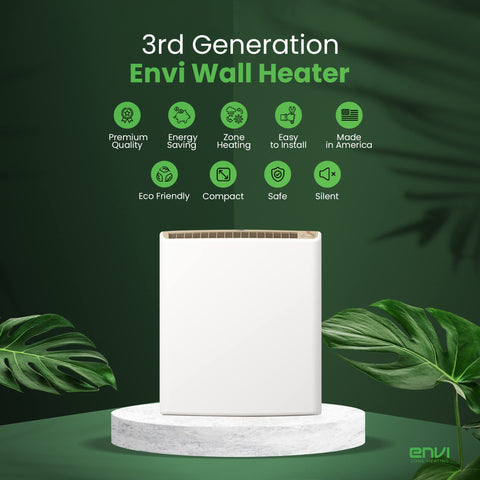 ENVI plug-in wall heater made in USA, reliable craftsmanship.