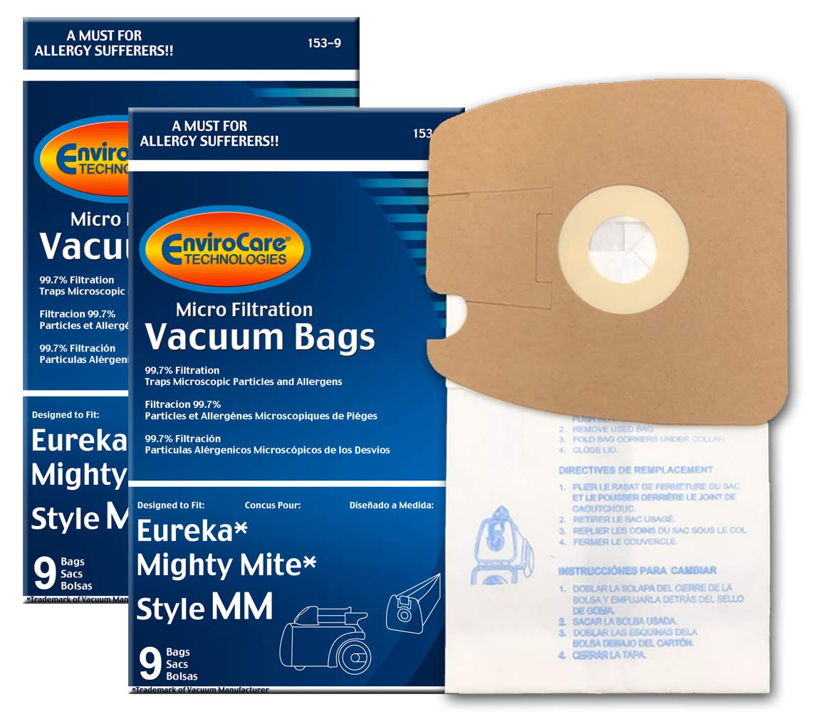EnviroCare replacement bags packaging ready for quick replacement in Eureka Mighty Mite models.