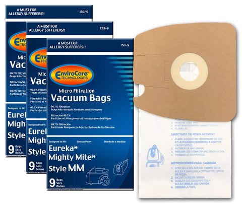 EnviroCare replacement bags for Eureka MM, 27-count pack keeps debris contained during cleaning.